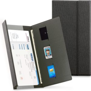 CoBak Leather Car Registration and Insurance Holder with Magnetic Compartment - Vehicle Glove Box Organizer for Driver License, Cards, Emergency Cash - Auto Truck Accessories Case, Cloth Black