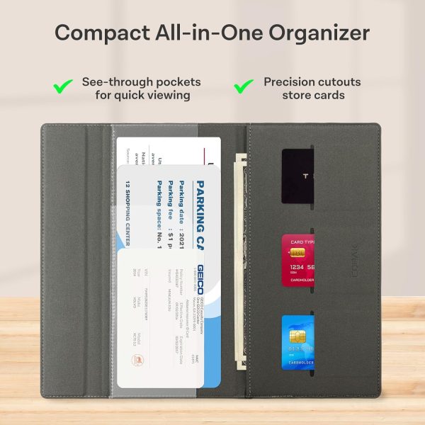 CoBak Leather Car Registration and Insurance Holder with Magnetic Compartment - Vehicle Glove Box Organizer for Driver License, Cards, Emergency Cash - Auto Truck Accessories Case, Cloth Black - Image 3