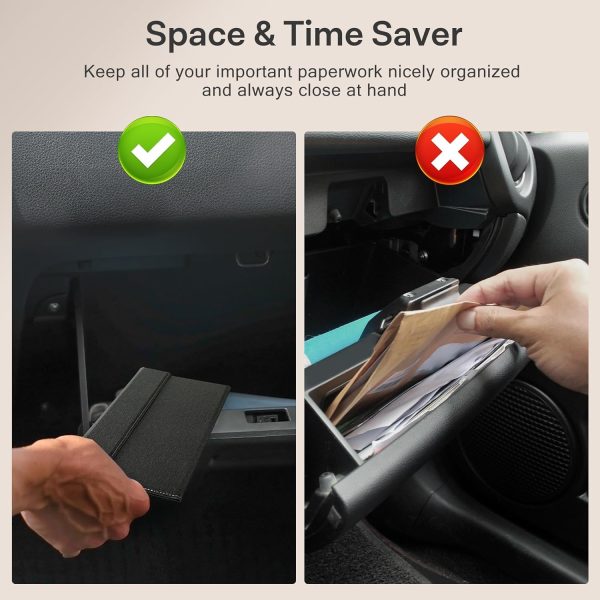CoBak Leather Car Registration and Insurance Holder with Magnetic Compartment - Vehicle Glove Box Organizer for Driver License, Cards, Emergency Cash - Auto Truck Accessories Case, Cloth Black - Image 6